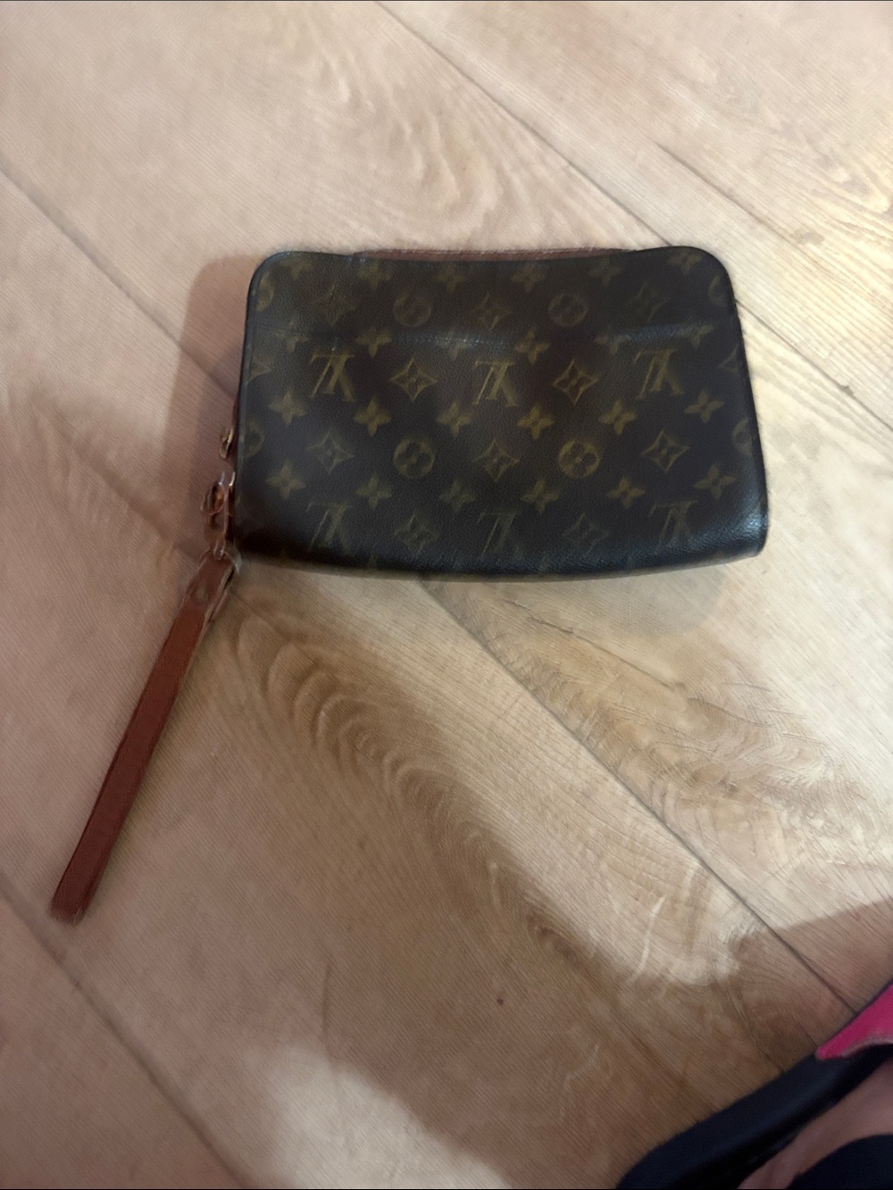 Louis Vuitton Vintage Monogram Canvas Wristlet Pouch with Leather Strap
